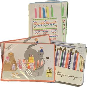 Birthday cards: Cat & Candles Concertina, Make a Wish Cake-NWT-2ea design/6total